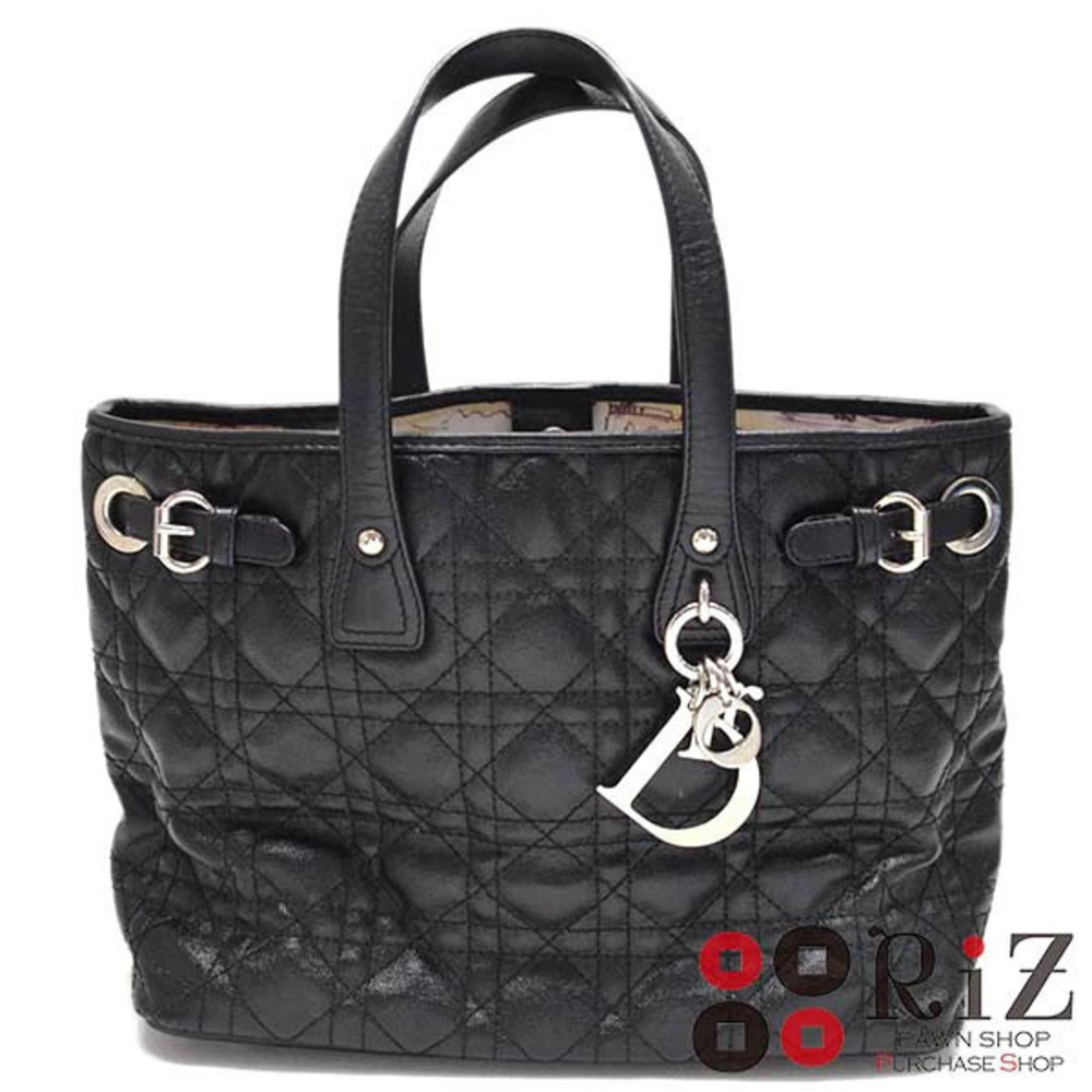 Christian Dior Lady Cannage Tote Bag Handbag LADYDIOR Black